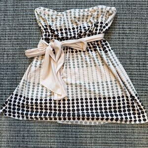 DKNY Strapless Polka Dot Blouse with Waist Tie